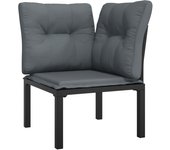 vidaXL Sillones esquina jardín con cojines 2 uds ratán PE negro y gris