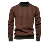 2024 nuevo Otoño e Invierno medio cuello alto ajustado a rayas top moda alta calidad suéter para hombres