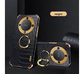 Plating Crocodile Texture Phone Case For Honor Magic5 Lite Magic4 Magic3 Huawei Mate 60 Pro 50 40 30 Magnetic Finger Ring Cover