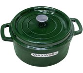 MAXWORK Cocotte Olla Esmaltada de Hierro Fundido Φ24, Esmalte Interior de Alta Calidad, Antiadherente, Fácil de Limpiar, Blanco