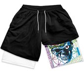 Gym Workout Running 2 in 1 Shorts for Men Stylish 3D Print Compression Shorts wih Pockets Summer Athletic Quick Dry Breathable