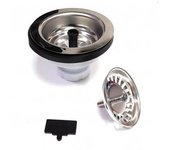 Válvula Fregadero Cesta INOX Baja Ø115 con Bastago Metal T-73BM TECNOAGUA 50357