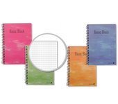 Golden 10 UNIDADES Cuaderno Espiral 8º Natural 80 Hojas 60gr Cuadricula - Margen Remarcado - Tapa Normal Plastificada - Colores Surtidos