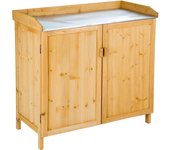 Tectake - Armario de jardín de madera VITA, Con superficie de trabajo galvanizada, Bandas de protección por 3 lados, Superficie amplia para trasplantar sus macetas o preparar la carne para la barbacoa, Con estante  98 x 48 x 95 cm