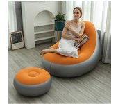 2-IN-1 Lounge Sofa Bed Set Lazy Sofa Set Outdoor Foldable Recliner Bed Folding Portable with Air Pump for Backyard Camping RV