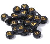 100-500PCS Acrylic Black Gold Color A-Z 26 Letter Beads Round Shape Alphabe Beads for Jewelry Making DIY Bracelet Accessories