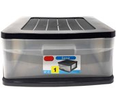 Tradineur - Cajonera sena 1 cajón, plástico negro, 17,5 x 39 x 40 cm, cajón de almacenaje opaco, organizador auxiliar multiusos, almacenamiento escritorio, armario, baño, oficina