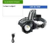 Newest Super Powerful 30W Led Rechargeable Headlamp Type-c USB 18650 Head Flashlight Telescopic Zoom Sea Fishing Head Torch