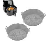Forro de silicona para freidora de Aire Redondo-Paquete de 2 sartenes reutilizables resistentes al horno-Reemplazar forraje desmontable, accesorios de Cocina a prueba de Grasa, Negro