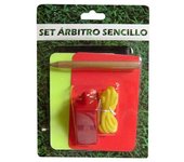AND TREND Pack Árbitro Básico - Set de árbitro con Tarjeta Amarilla y Roja, Silbato, Lápiz y Libreta - Tamaño 12 X 9 Cm