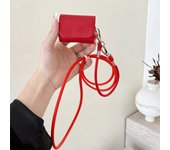 Business Style PU Leather Earpods Case for Apple Airpods 1 2 3 4 Pro 2 Wireless Earphone Cover Charging Bag Lanyard Rope Strap