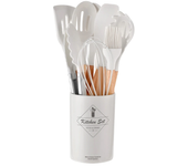 12PCS Silicone Kitchenware Non-Stick Cookware Kitchen Utensils Set Spatula Shovel Egg Beaters Wooden Handle Cooking Tool Set