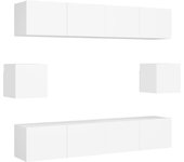 Mueble TV combinadoSet de muebles de salón TV 6 piezas madera de ingeniería blanco
