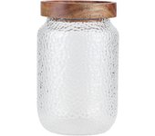 Juego de tarros de cristal de gran capacidad con tapa de madera hermética para café, frutos secos, aperitivos, 700 ml