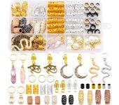 121 piezas de joyas para rastas, adornos de rastas envueltos en alambre de cristal, cuentas de madera de imitación, accesorios para trenzas, cuentas, colgantes de perlas para trenzas, pinzas para el cabello