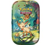 Evoluciones Prismáticas Mini Lata Cartas Coleccionables Pokémon, Escarlata y Púrpura, Vaporeon, Flareon, Sylveon, Umbreon, Glaceon, Jolteon, Espeon (2 Paquetes de Mejora y 1 Moneda)