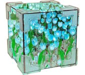 DIY Tulip Mirror Cube Lamp Simulation Flower Bedroom Sleeping Table Lamp Handmade Craft Tulips Mirror Night Light Birthday Gift