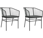 vidaXL Sillones de jardín con cojines 2 uds ratán sintético negro