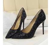 Women 7cm 9.5cm High Heels Pumps Wedding Scarpins Sparkly Mid Low Heels Lady Party Sequins Glitter Evening Gold Silver Red Shoes