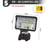 For Makita/Dewalt 18V Li-ion Battery LED Work Light 4/5/8 inch Flashlight Portable Emergency Flood Camping Lamp Practicality