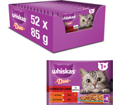 WHISKAS TASTY DUO COMBOS DE CARNE, 52x85g