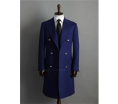 1 Pieces Smart Casual Navy/Black Woolen Men Blazer with Peak Lapel Double Breasted Dinner Jacket Elegant