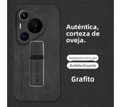Luxury Sheepskin Leather Holder Phone Case for Huawei Pura 70 Pro+ P60 P50 P40 P30 P20 Pro P10 Plus Protect Stand Back Cover