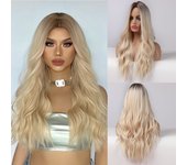 Grey White Ombre Synthetic Wig for Women Lolita Wig Long Wavy Middle Part Fake Hair Platinum Cosplay Costume Wig for Party Daily