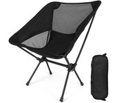 Silla Plegable Camping, Silla Plegable Ultraligera Compacta Portátil con Bolsa de Alojamiento portátil, Ligera para Jardín, Playa, Pesca, Camping, Viajes, Senderismo-Negr