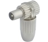 Conector de antena coaxial metálico. Electro DH. Acodado y Blindado 10.532/MET 8430552098866