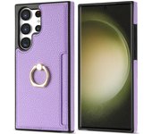 Leather Case For Samsung Galaxy S24 Ultra S23 Ultra S22 Plus S21 FE A54 A14 A52 A53 A13 A52 Ring Holder Cards Solt Phone Cover