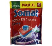 Somat Todo en 1 Pastillas Detergente para Lavavajillas  45x2 paquetes (90 LAVADOS), pastillas del lavavajillas y abrillantador, jabón lavavajillas antiolor