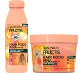 GARNIER Fructis Hair Food Sets de Piña de Champú, acondicionador o mascarillas 3 en 1 Anti-rotura para Cabello Largo, Frágil