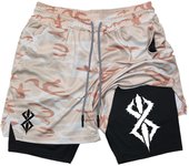 Summer Shorts for Men 2 in 1 Athletic Gym Workout Running Performance Shorts Print with Phone Pocket Quick Dry Breathable