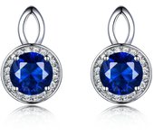 Pendientes de plata de ley 925, pendientes de zafiro azul nano