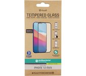 muvit for change protector pantalla compatible con Apple iPhone 12 Mini vidrio templado plano marco negro antibacteriano