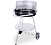 Barbacoa de Pie Koopman Inox/negro Ø47 Cm con Amplia Superficie de Cocción y Estante Inferior para Utensilios
