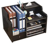 Organizador de escritorio de madera mejorado, clasificador de gran capacidad, insumos para oficina, caja de almacenamiento para papeles A4, libros, documentos, cuadernos