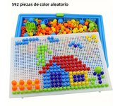 296/592pcs Mushroom Nail Building Blocks Puzzles,Game, Color Cognition Intellectual Educational Toys for Kids 3D Puzzle Game