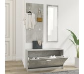 vidaXL Muebles Entradita Zapatero Espejo Perchero Madera Roble Color Blanco,  Gris sonoma,  Marrón roble