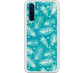 Funda compatible con Oppo A91 - Reno 3 - Patron plumas blancas con fondo