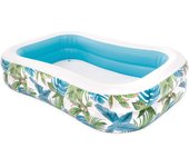 INTEX - Piscina hinchable Tropical, 229x152x48 cm, 600 L, con diseño de hojas tropicales, estructura de tres anillos, tapón de desagüe y parche de reparación, fabricada en vinilo resistente, para niños +3 años, piscinas hinchables