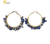 CSJA Luxury Natural Stone Hoop Earrings for Women Gold Color Wire Wrap Chip Bead Pink Crystal Earrings Fashion Jewelry 2022 H015