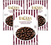 Lacasa Lote de 3x Bolsita de Cacahuete Tostado con Chocolate Negro 450G