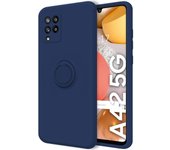 Tumundosmartphone Funda Silicona Líquida Ultra Suave con Anillo para Samsung Galaxy A42 5G color Azul