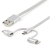 StarTech.com - Cable Trenzado de 1m USB a Lightning USB-C y Micro USB - Cable Cargador para Teléfono Móvil iPhone iPad Tablet LTCUB1MGR