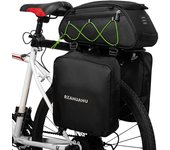 3 in 1 Bike Rack Bag Trunk Bag Waterproof Bicycle Rear Seat Bag Cooler Bag with 2 Side Hanging Bags Cycling Cargo Luggage Bag