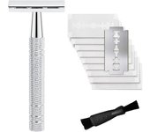 Double Edge Safety Razor for Women, with 10 pcs Safety Razor Blades Single Blade Razor Reusable Travel Essentials Women Razor