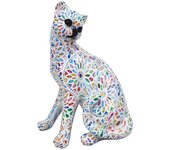 CAPRILO REGALOS & DECORACIÓN Figura Decorativa de Resina Multicolor "Gato Plantado Ojos Negros". Adornos y Esculturas. Animales. Regalos Originales. Decoración Hogar. 16,50 x 12 x 22,50 cm.