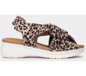 Pedro Miralles Sandalias de ante con estampado de leopardo modelo VISEU en tonos Marrones. Hecho a mano en España.